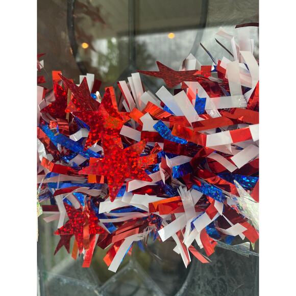 DIY Red White and Blue Patriotic Tinsel Garland Summer Wreath Base Frame Form - Picture 3 of 4